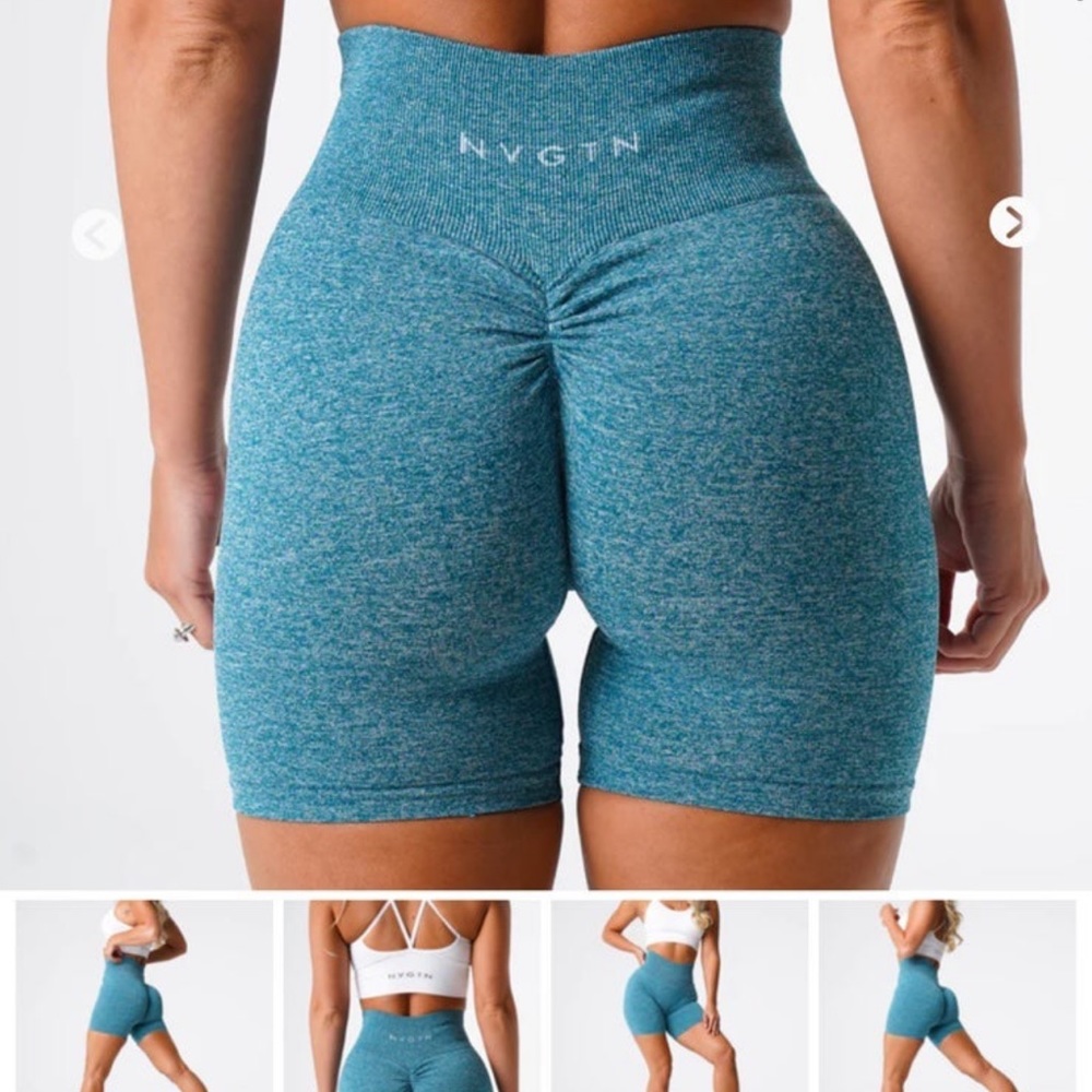 NVGTN teal scrunch shorts